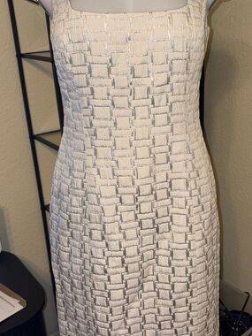 Ralph Lauren Cream Strapless Textured Square-Neck Dress